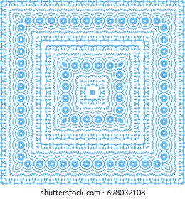 Blue seamless pattern on white background. Square abstract template. Vector illustration