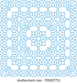 Blue seamless pattern on white background. Square abstract template. Vector illustration