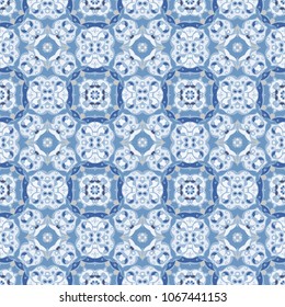 Blue seamless pattern. Oriental traditional ornament, tile design, vector illustration