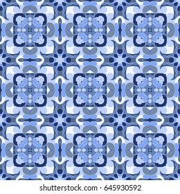 Blue seamless pattern. Oriental traditional ornament, tile design, vector illustration