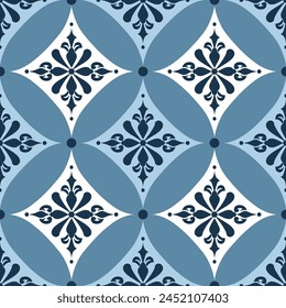 Blaues nahtloses Muster. Ornamente, traditionelle, ethnische, arabische, türkische, indische Motive. Ideal für Stoff und Textil, Bildschirmhintergrund, Verpackung oder jede beliebige Idee. 