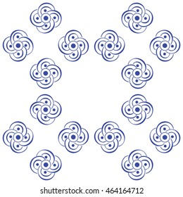 Blue seamless pattern over white background chinese style. Vector background.