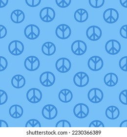 Blue seamless pattern with peace sign