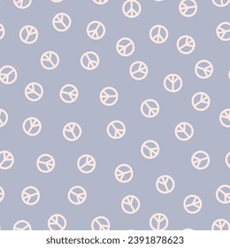 Blue seamless pattern with pink peace symbols