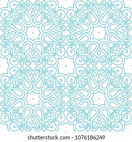 blue seamless pattern with ploral curves