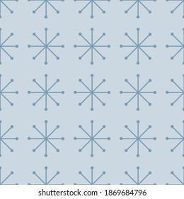 Patrón transparente azul con copos de nieve azules simples para el diseño de Navidad y Año Nuevo, papel envolvente, fondos de pantalla. 