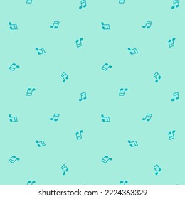 Blue seamless pattern with blue small musical notes.