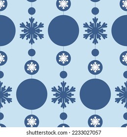 Blue seamless pattern with snowflake, christmas festive winter art snowflake icicle for christmas