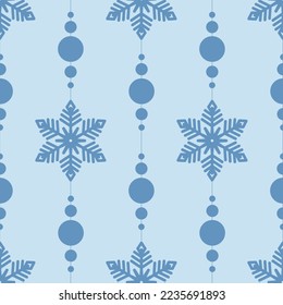 Blaues, nahtloses Muster mit Schneeflocken, festlicher Winterschneeflocke für Weihnachten