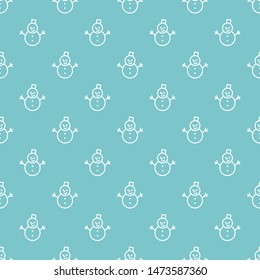 Blue seamless pattern with snowman icons