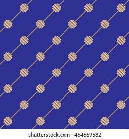 Blue seamless pattern with sport barbell.