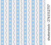 Blue seamless pattern with stripes and small spring flowers vector background