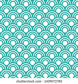 Blue seamless pattern with traditional Japanese waves