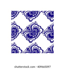 Blue seamless pattern. Traditional oriental ornament