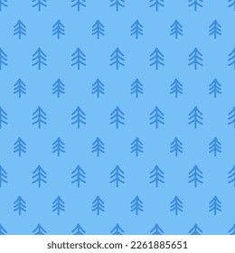 Blue seamless pattern with blue tree