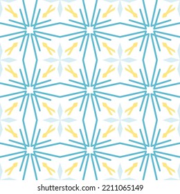 Blue Seamless Pattern with Tribal Shape. Pattern designed in Ikat, Aztec, Moroccan, Thai, Luxury Arabic Style. Ideal for Fabric Garment, Ceramics, Wallpaper. Vector Illustration.
