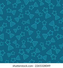 Blue seamless pattern with blue trophy