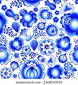 Blue seamless pattern. Vector illustration