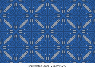 blue seamless pattern with vintage ornament