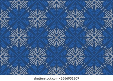 blue seamless pattern with vintage ornament