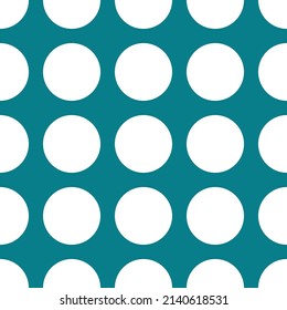Blue seamless pattern with white circles.