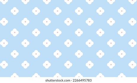 Blue seamless pattern with white flowers