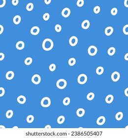 Blue seamless pattern with white handdrawn rings