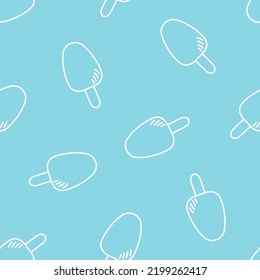 Blue seamless pattern with white ice creams