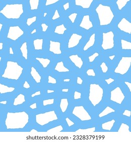 Blue seamless pattern with white organic shapes