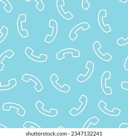 Blue seamless pattern with white outline phone