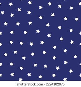 Blue seamless pattern with white stars.