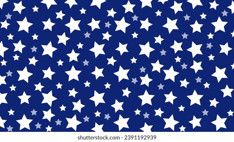 Blue seamless pattern with white stars