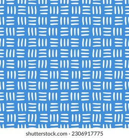 Blue seamless pattern with white woven design