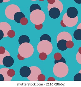 Blue seamless patterns with geometric shapes, circles different colors, 