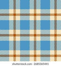 Blue seamless plaid tartan pattern, colorful natural fabric swatch, textile, geometric background