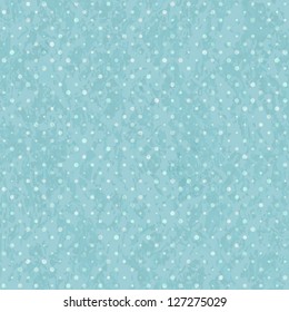 Blue Seamless Polka Dot Old Scratch Pattern. Retro Styled Vector Background