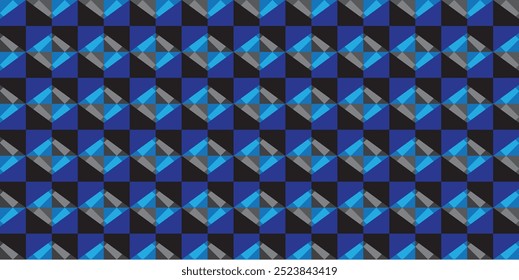 Blue Seamless Polygon Triangle Vector Pattern. Perfect for printing, design and textiles