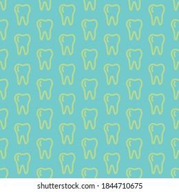 Blue seamless, repeating background. Dentistry, tooth. Banner, post, poster. Vector illustration.
