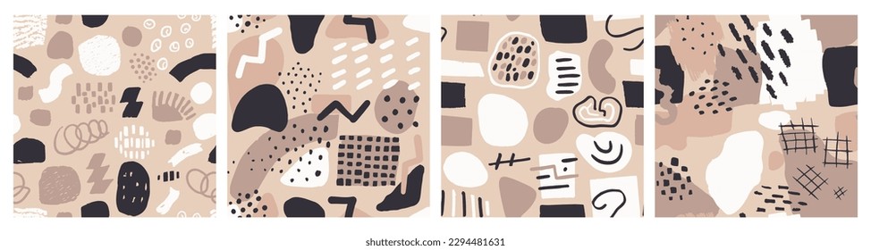 Blue Seamless Round Geometric Element Stripes. Dark Continuous Creative Isolated Watercolor, Seamless Paper. Pastel Repeated Brushed Artistic Lines Doodle