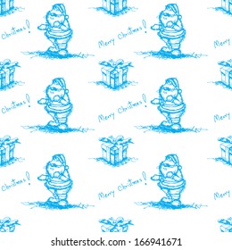 blue seamless santa claus
