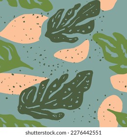 Blue Seamless Summer Bloom Shape Print. Bright Repeated Nature Tree Lines, Seamless Wallpaper. Hippie Seamless Contemporary Modern Quill Vector. 