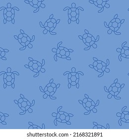 blue seamless summer pattern of turtles, great for wrapping, textile, wallpaper, greeting cards- vector illustration