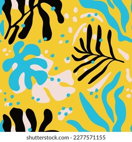 Blue Seamless Summer Retro Surface Vector. Vibrant Repeated Doodle Beautiful Style, Seamless Wallpaper. Purple Continuous Fashion Branch Watercolor Art. 