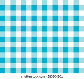Blue seamless table cloth with plaid gingham picnic pattern. 