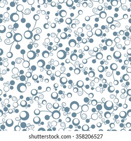 Blue seamless texture with circles, rings and curls