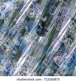 Blue seamless texture. Diagonal stripes and hand drawn scribbles. Abstract vector background for web page, banners, fabric, home decor, wrapping 