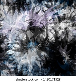 Blue seamless texture. Floral effect.  