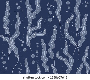 Blue seamless texture with frozen leaves. Abstract vector background for web page, banners backdrop, fabric, home decor, wrapping