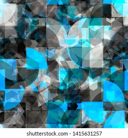 Blue seamless texture with geometric shapes. Abstract vector background for web page, banners backdrop, fabric, home decor, wrapping