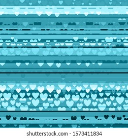Blue seamless texture with hearts. Vector background for web page, banners backdrop, fabric, home decor, wrapping, valentines days or romantic design